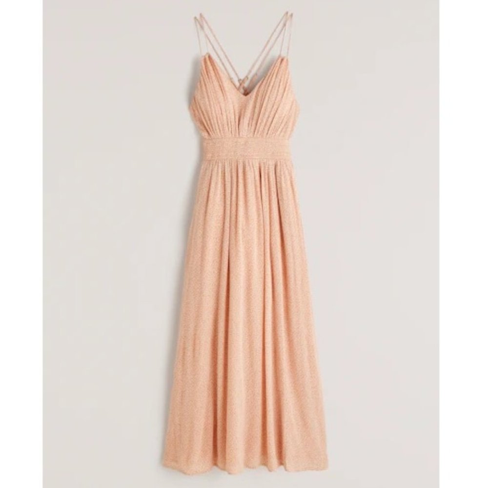 Abercrombie & Fitch Double-Strap Babydoll Maxi Dress Light Orange Small